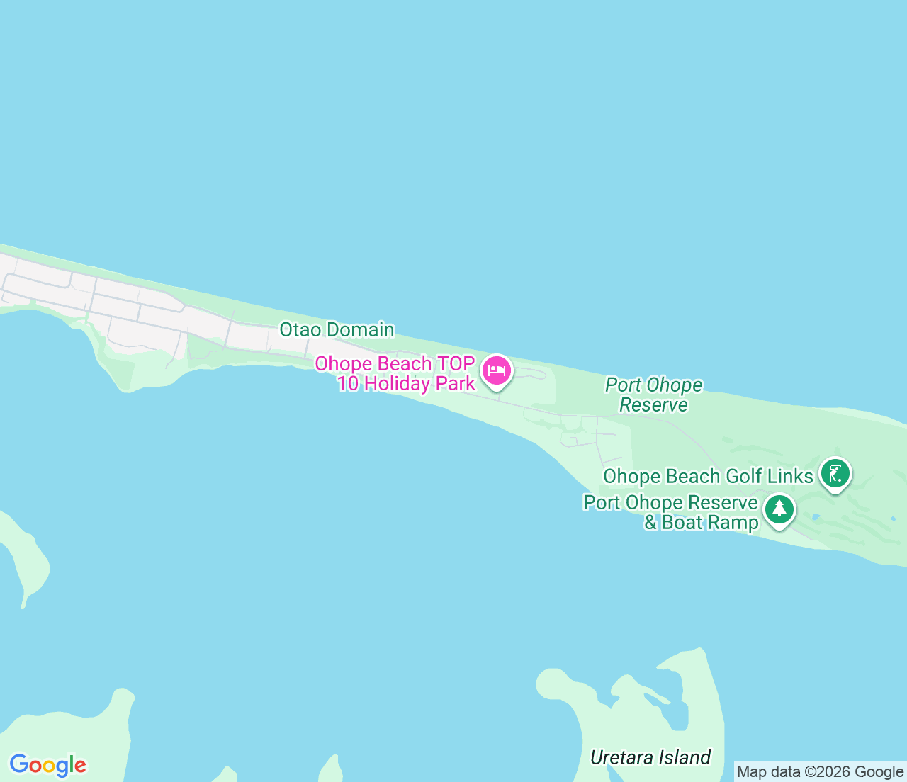 Map showing location of Ōhope Beach TOP 10