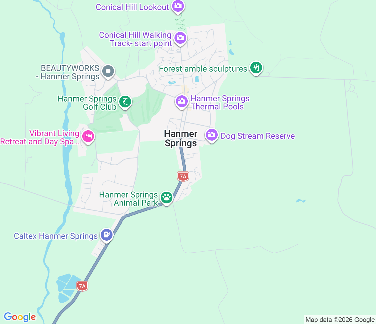 Map showing location of Hanmer Springs TOP 10