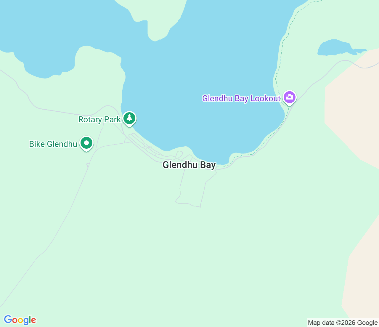 Map showing location of Glendhu Bay