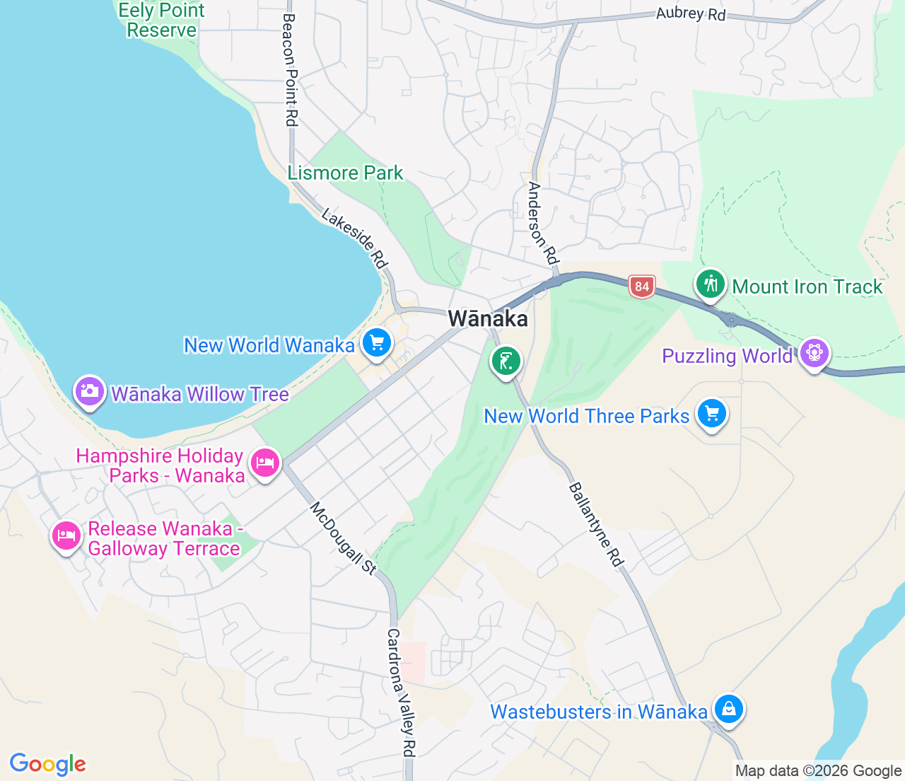 Map showing location of Wānaka