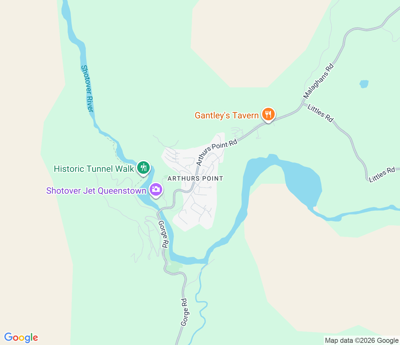 Map showing location of Queenstown TOP 10